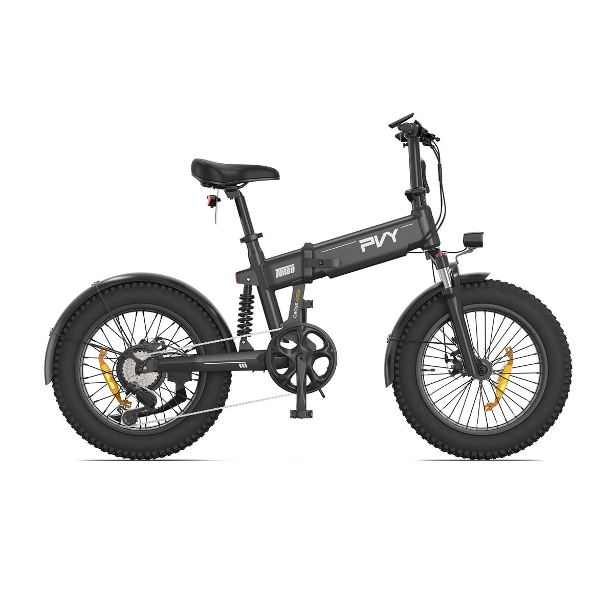 Bicicletta Elettrica PVY Turbo - Motore 250W Batteria 48V13AH Ruote da 20" Freni a Disco Meccanici - Grigia