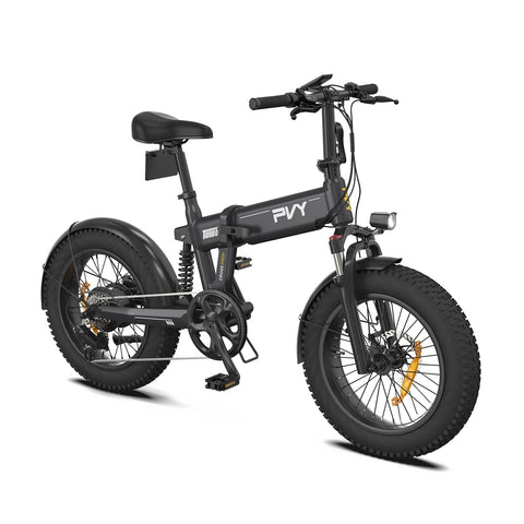 Bicicletta Elettrica PVY Turbo - Motore 250W Batteria 48V13AH Ruote da 20" Freni a Disco Meccanici - Grigia