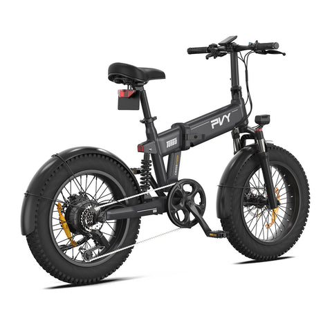 Bicicletta Elettrica PVY Turbo - Motore 250W Batteria 48V13AH Ruote da 20" Freni a Disco Meccanici - Grigia
