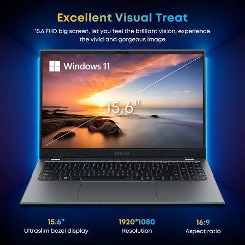 Laptop CHUWI Herobook Plus - Processore Inte lN4020 15.6" Display 8GB+256GB Windows 11 Batteria 5000mAh - Grigio