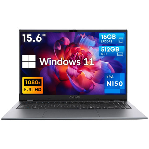 Laptop CHUWI Gemibook Plus - Processore Inte N150 15.6" Display 16GB+512GB Windows 11 Batteria 5000mAh - Grigio